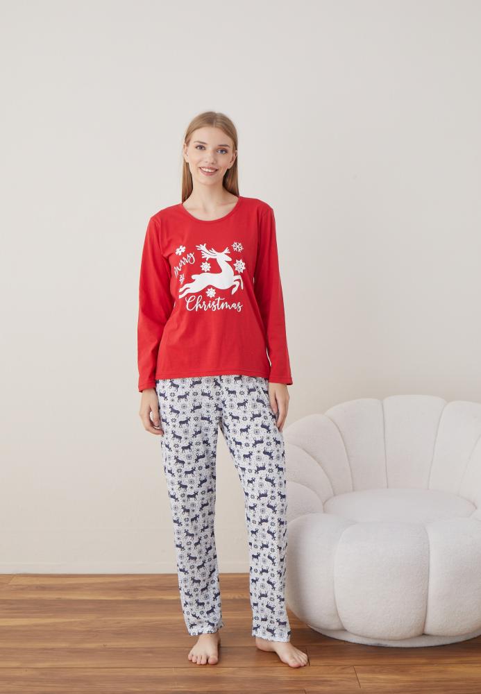 Pijama Dama Craciun ,maneca lunga ,pantaloni lungi,Engros